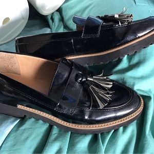 Franco sarto  Carolyn lug so loafers 6.5 black patent loafers